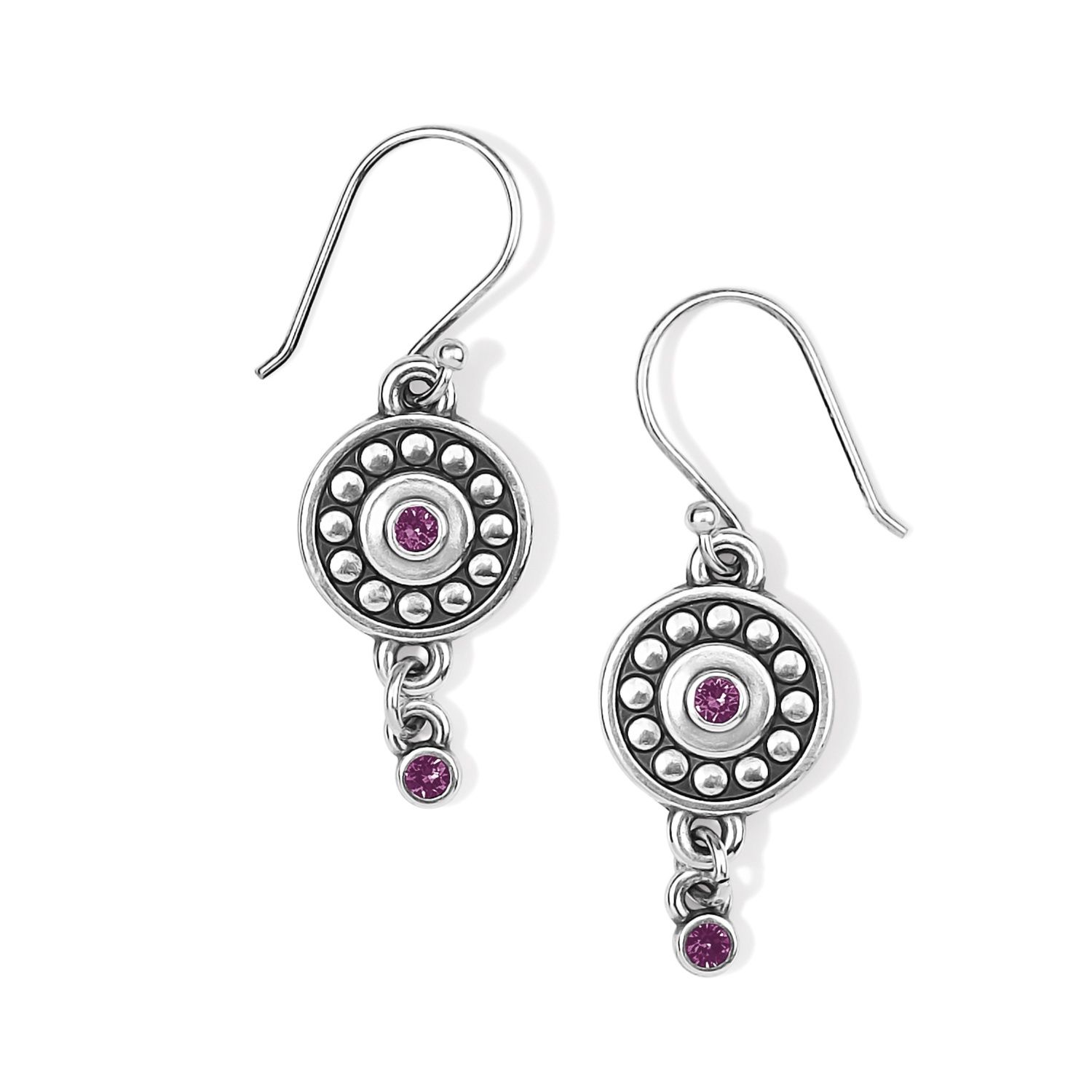 DNR-Pebble Dot Medali Reversible French Wire Earrings - February-Amethyst