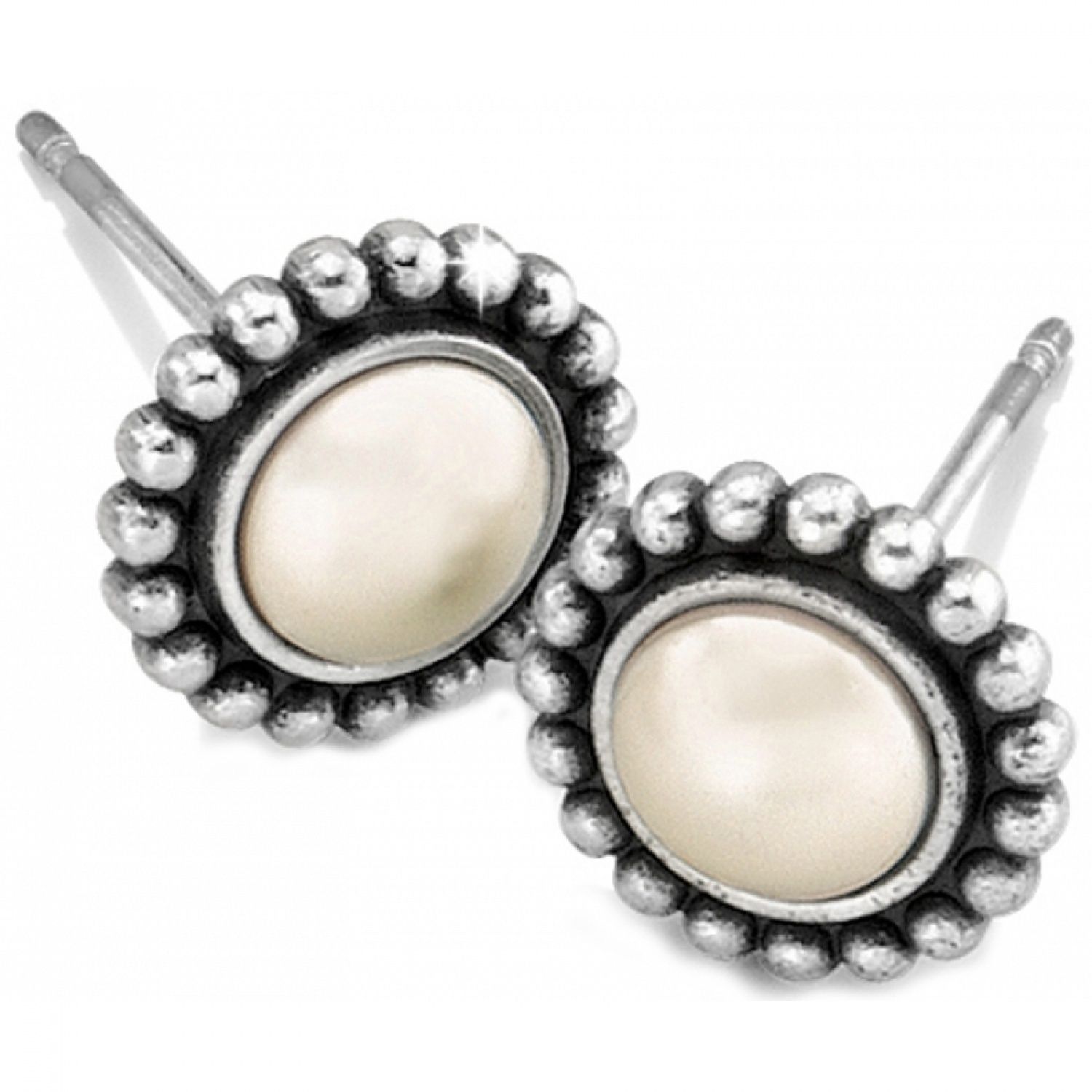Luster Mini Post Earrings Silver-Pearl