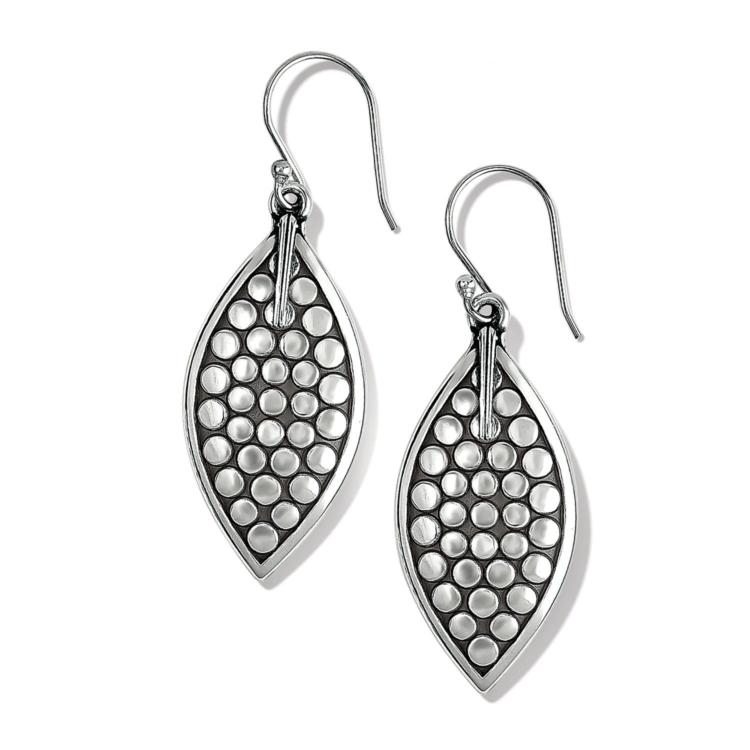 Pebble Leaf Reversible French Wire Earrings - Silver