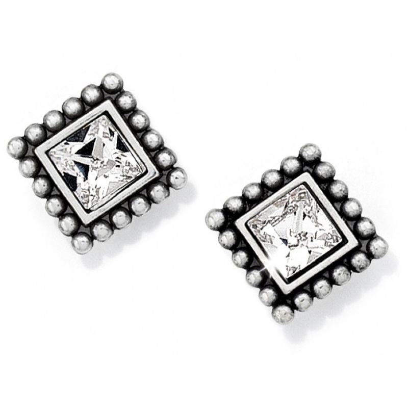 Sparkle Square Mini Post Earrings - Silver