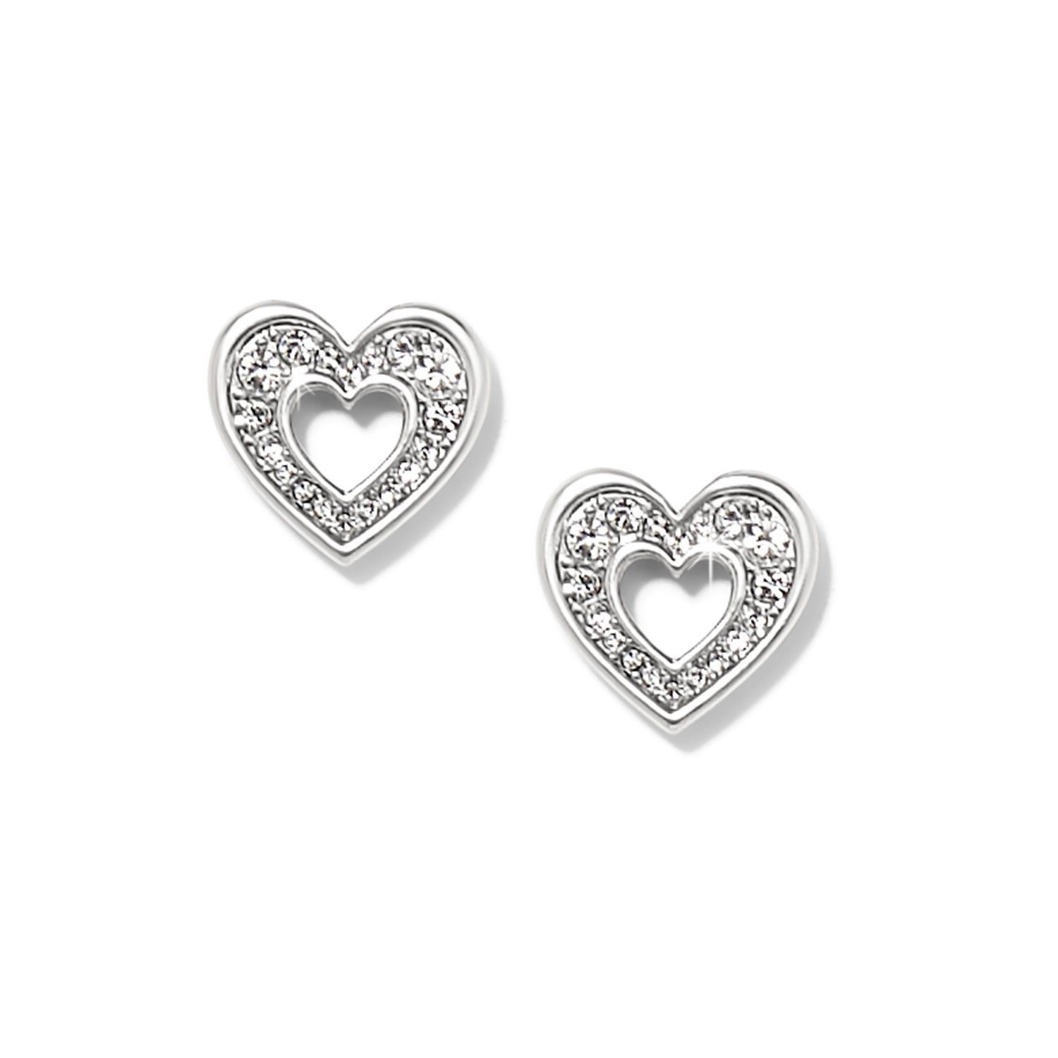 Enchanting Heart Post Earrings - Silver