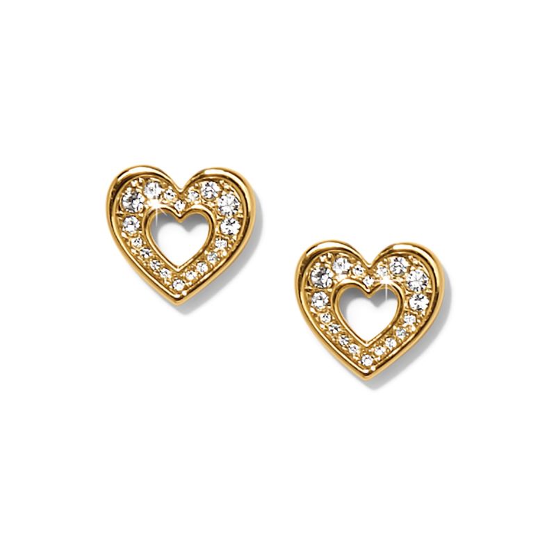 Enchanting Heart Post Earrings - Gold