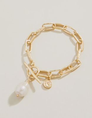 Alodie Toggle Bracelet Gold/Pearl