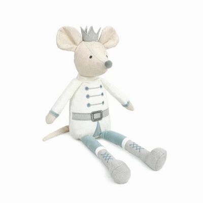 Mon Ami King Mouse plush doll in winter white fabric, centered on a neutral background in studio lighting