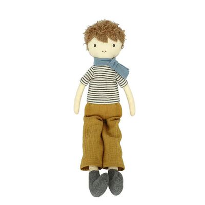 Mon Ami Henri 22" Plush Doll Striped Top &amp; Mustard Dungarees