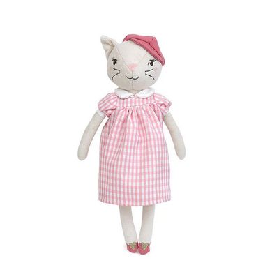 Mon Ami Minette Parisian Kitty stuffed animal, a 13-inch velour cat plush in soft gray against a white background