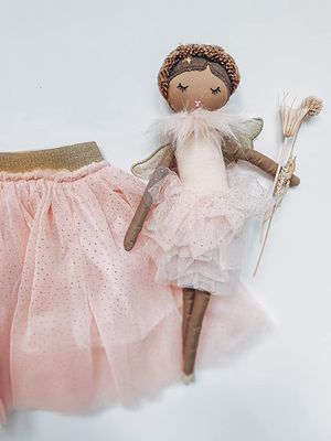 Mon Ami Ada pink angel plush doll, 15 inches, with soft stuffed fabric and wing details against a white background
