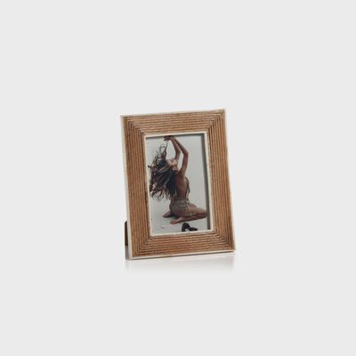 Ribbed Mango Wood Frame with White Bone  Brown and White