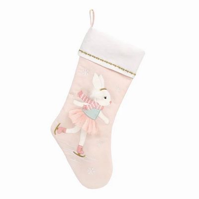 Mon Ami Skating Bunny Stocking displayed against a white background in a studio setting