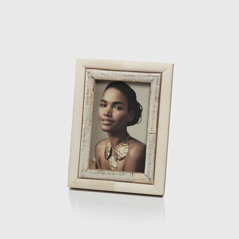 Oyster White Bone and Shagrin Horn Photo Frame - 4x6