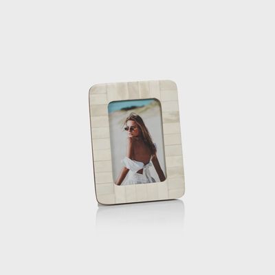 Côte d'Ivoire White Bone Inlay Photo Frame with Rounded Corners