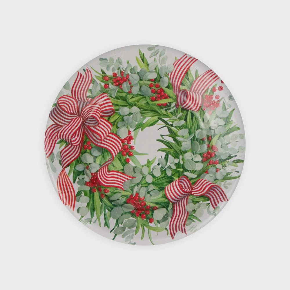 Ribbon Stripe Wreath Salad/Dessert Plates