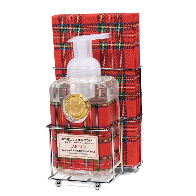 Tartan Foaming Hand Soap &amp; Napkin Set