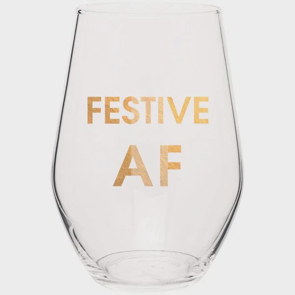 Festive AF Gold Foil Wine Glass