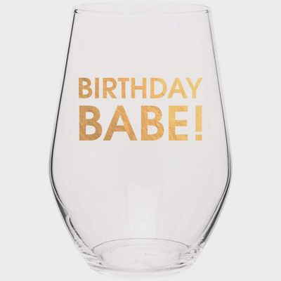 Birthday Babe - Gold Foil Wine Glass