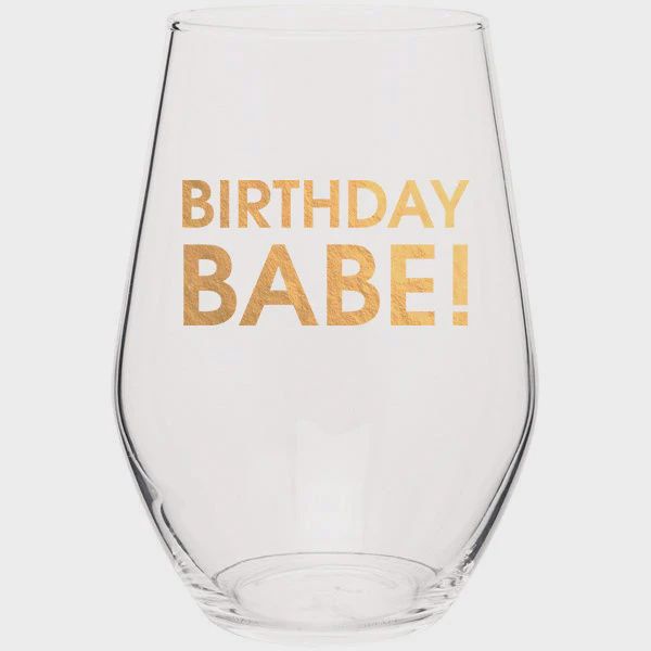 Birthday Babe - Gold Foil Wine Glass