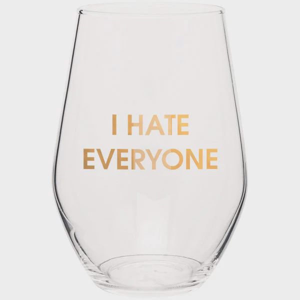 I Hate Everyone - Gold Foil Stemless Wine Glass