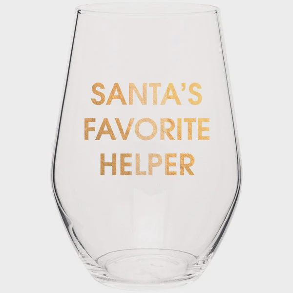 Santa&#39;s Favorite Helper Gold Foil Wine Glass