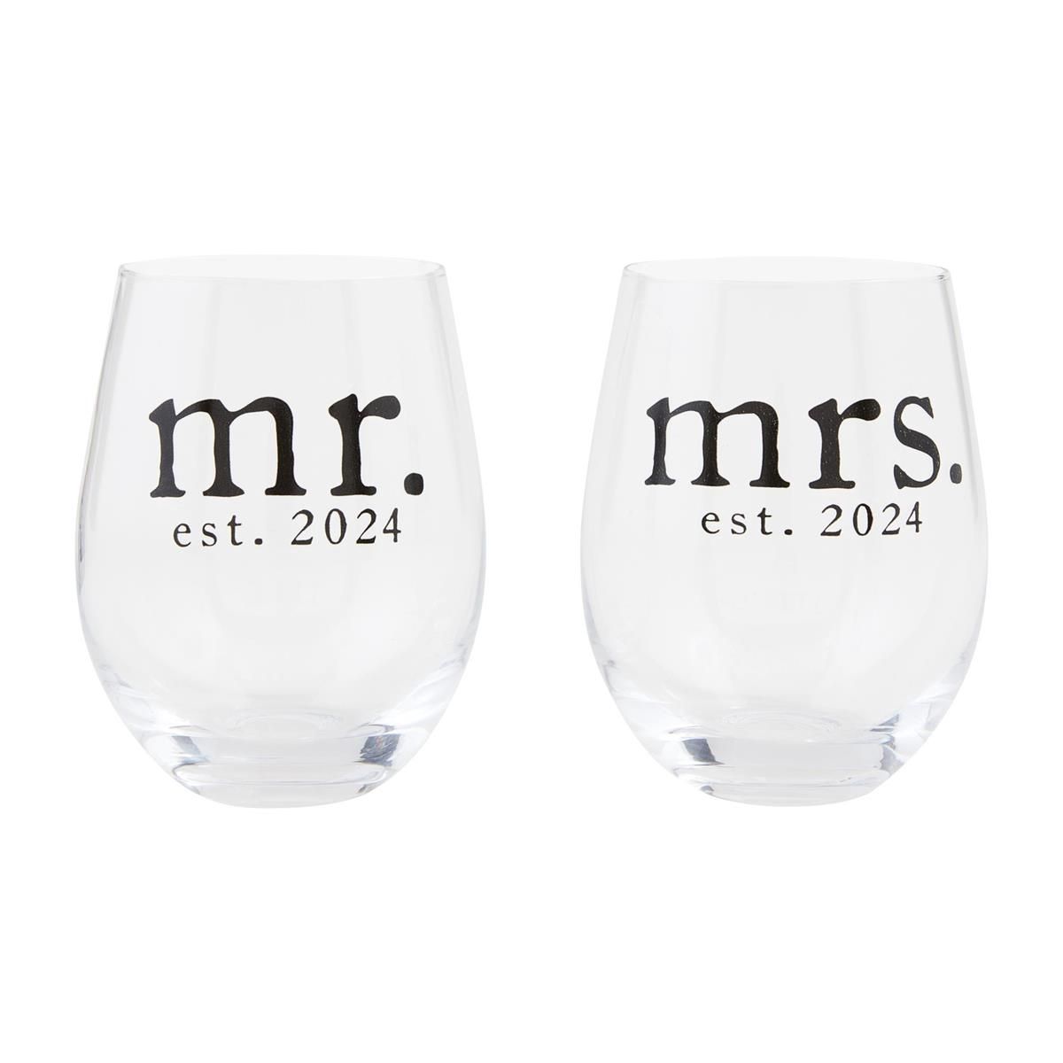 Mr. &amp; Mrs. Est. 2024 Glass Set