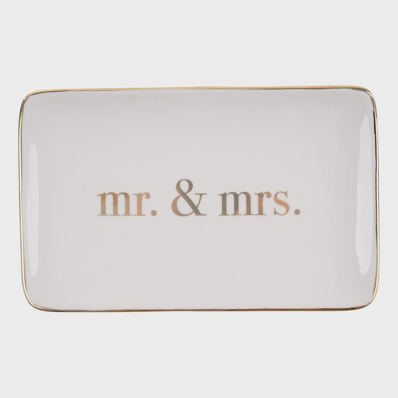 Gold Mr. &amp; Mrs. Trinket Tray