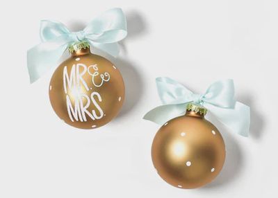 Mr. and Mrs. Glass Holiday Ornament