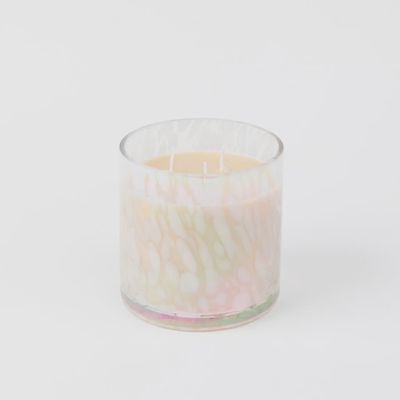 Bridgewater Sweet Grace soy candle in an iridescent tortoise glass vessel against a white background