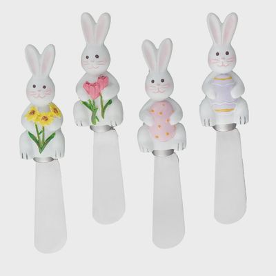 Supreme Housewares 4-Piece Hand-Painted Resin Handle Cheese Spreader Set