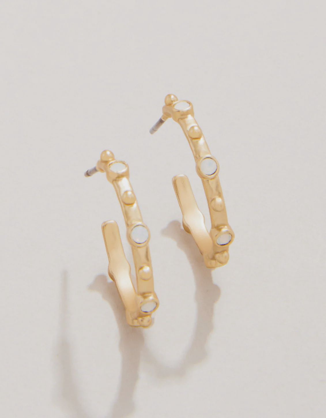 Bristol Hoop Earrings 20mm White Opal