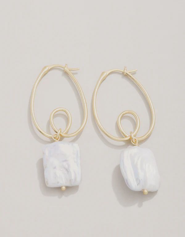 Loopy Hoop Earrings Pearl