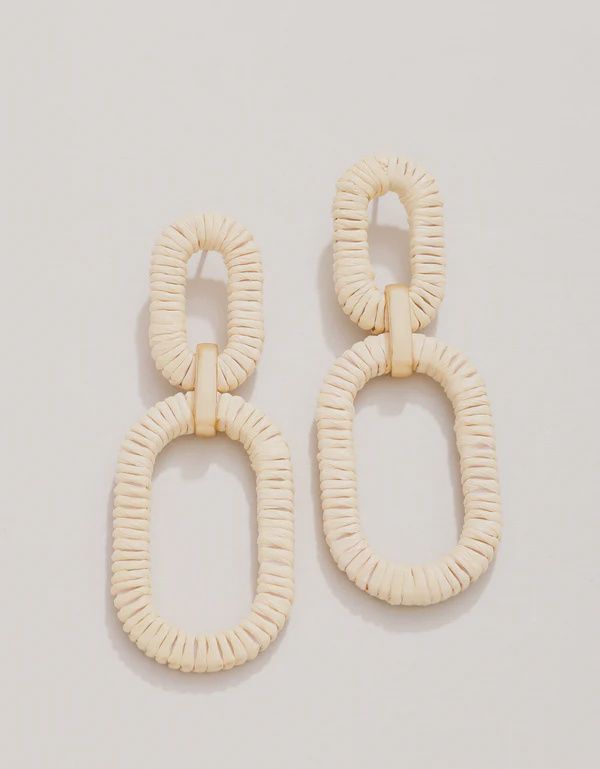Straw Link Earrings Natural