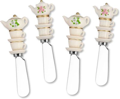 Supreme Housewares 4-Piece Hand-Painted Resin Handle Cheese Spreader Set