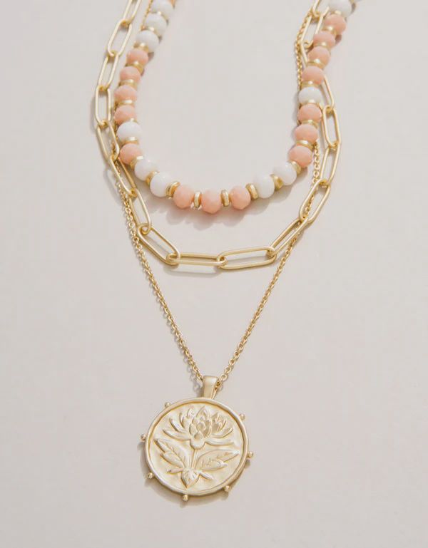 Lotus Layered Necklace 18&#39;&#39; Blush