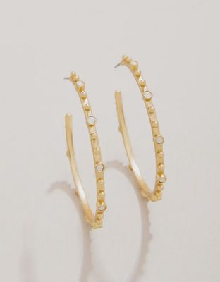 Bristol Hoop Earrings 45mm White Opal