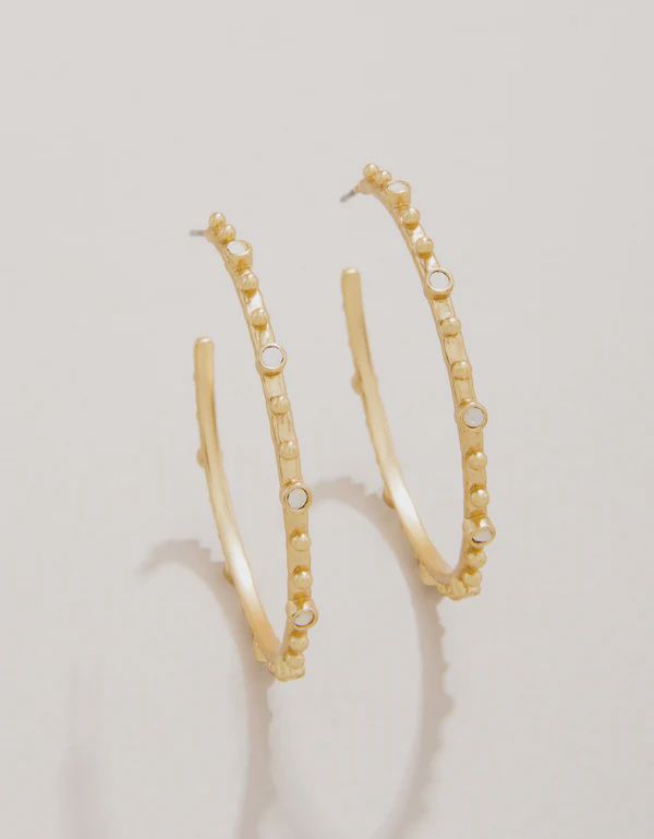 Bristol Hoop Earrings 45mm White Opal