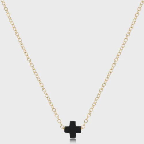 16&quot; necklace gold - signature cross small Onxy