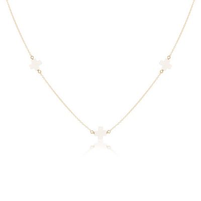 17" Choker Simplicity Chain Gold - Signature Cross Off-White