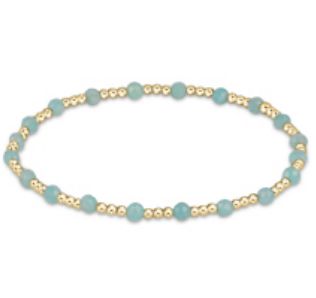 Gemstone Gold Sincerity Pattern 3mm Bead Bracelet - Amazonite