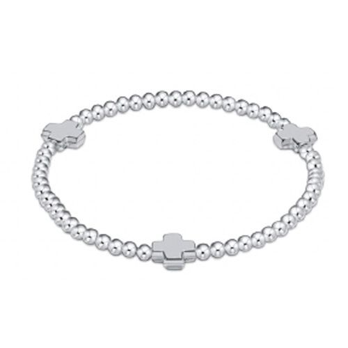 Extends - Signature Cross Sterling Pattern 3mm Bead Bracelet - Sterling