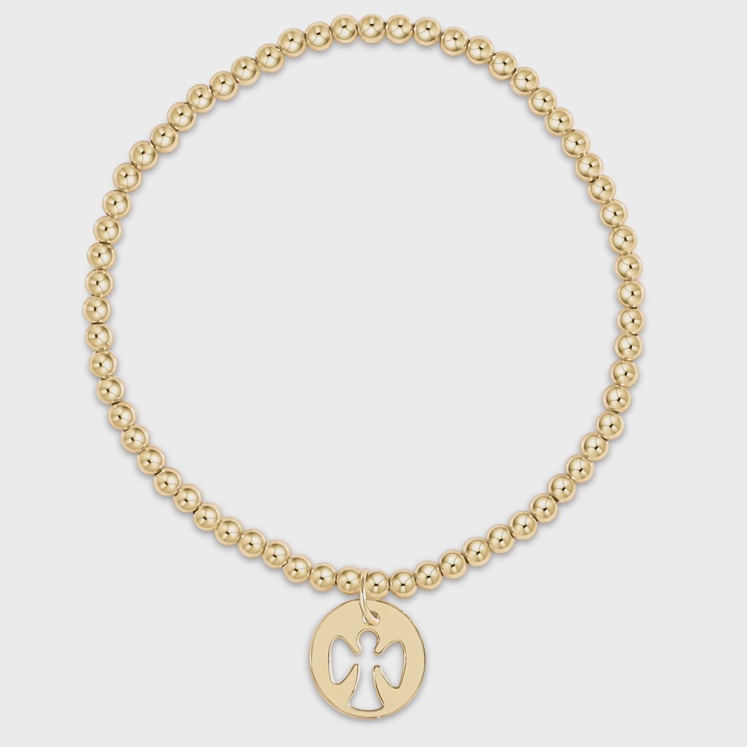 Classic Gold 3mm Bead Bracelet - Guardian Angel Gold Charm