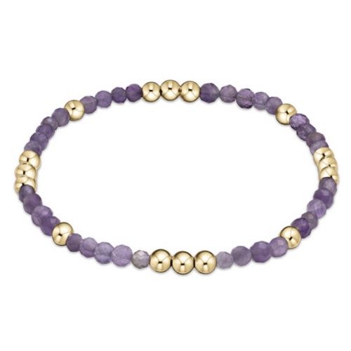 Worthy Pattern 3mm Bead Bracelet - Amethsyt