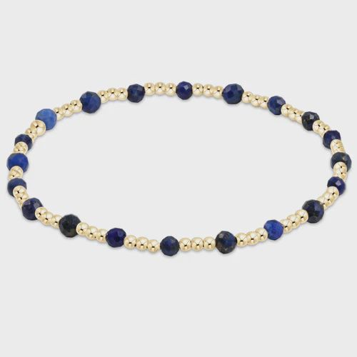 Gemstone Gold Sincerity Pattern 3mm Bead Bracelet - Lapis