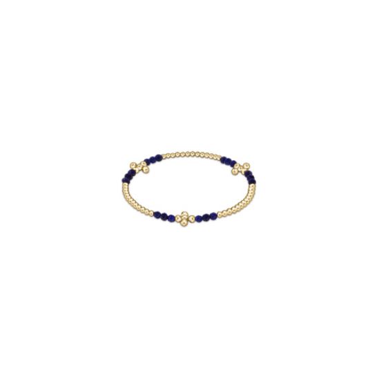 Signature Cross Gold Bliss Pattern 2.5mm Bead Bracelet - Lapis