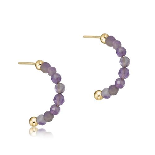 Beaded Gemstone 1&quot; Post Hoop - 3mm Amethyst