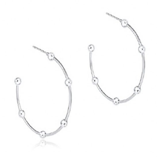 Beaded Simplicity 1.5&quot; Sterling Post Hoop - 4mm Sterling