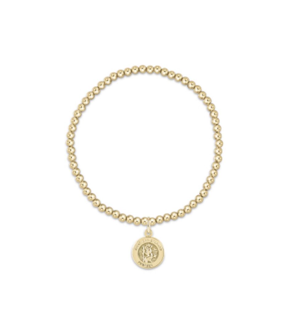 Classic Gold 3mm Bead Bracelet - Protection Gold Disc