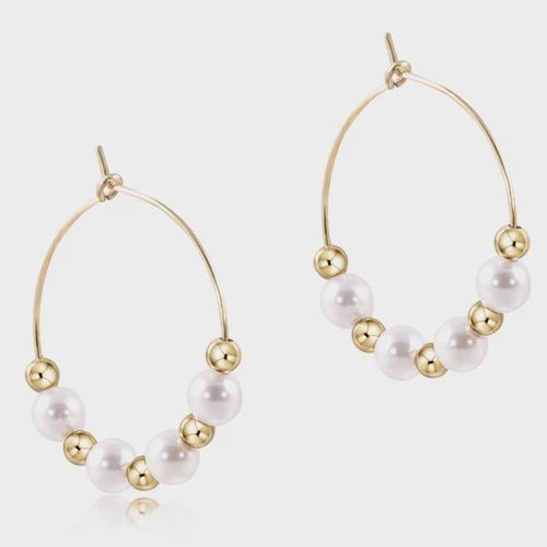 Beaded Grateful Bliss 1.25&quot; Hoop - Pearl