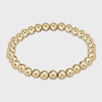 ENEWTON Classic 6mm beaded stretch bracelet in 14kt gold-filled on white background