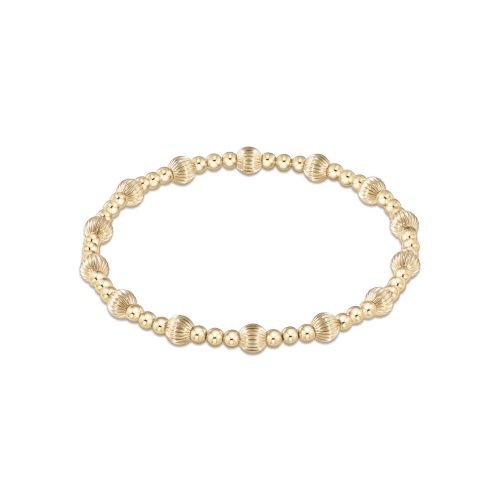 Extends - Dignity Sincerity Pattern 6mm Bead Bracelet - Gold
