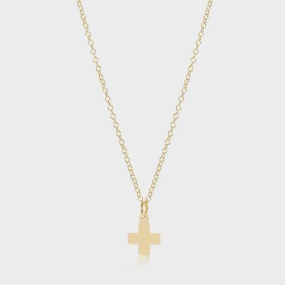 16" Necklace Gold - Signature Cross Small Gold Charm