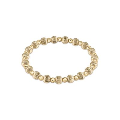 Extends - Dignity Grateful Pattern 6mm Bead Bracelet - Gold